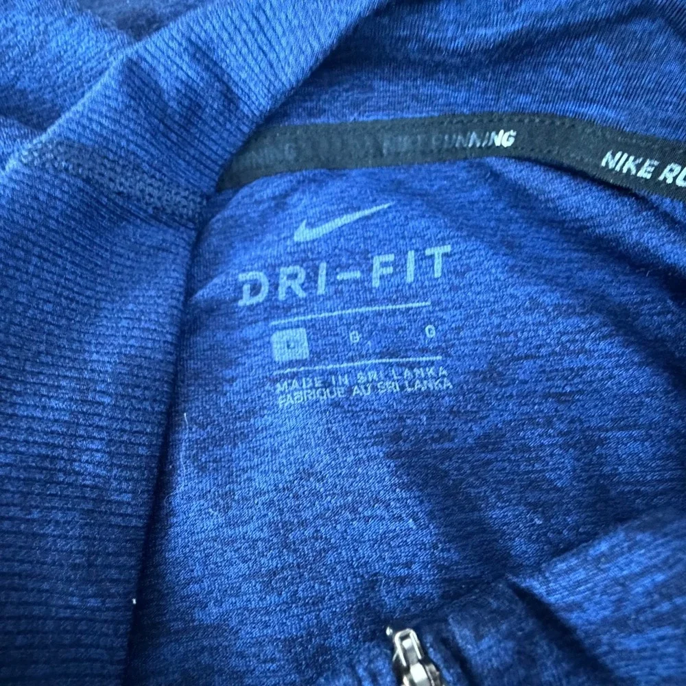 Nike Running Dri-FIT Shirt Men's Large Blue Lightweight‎ Athletic Tee Qtr Zip LS